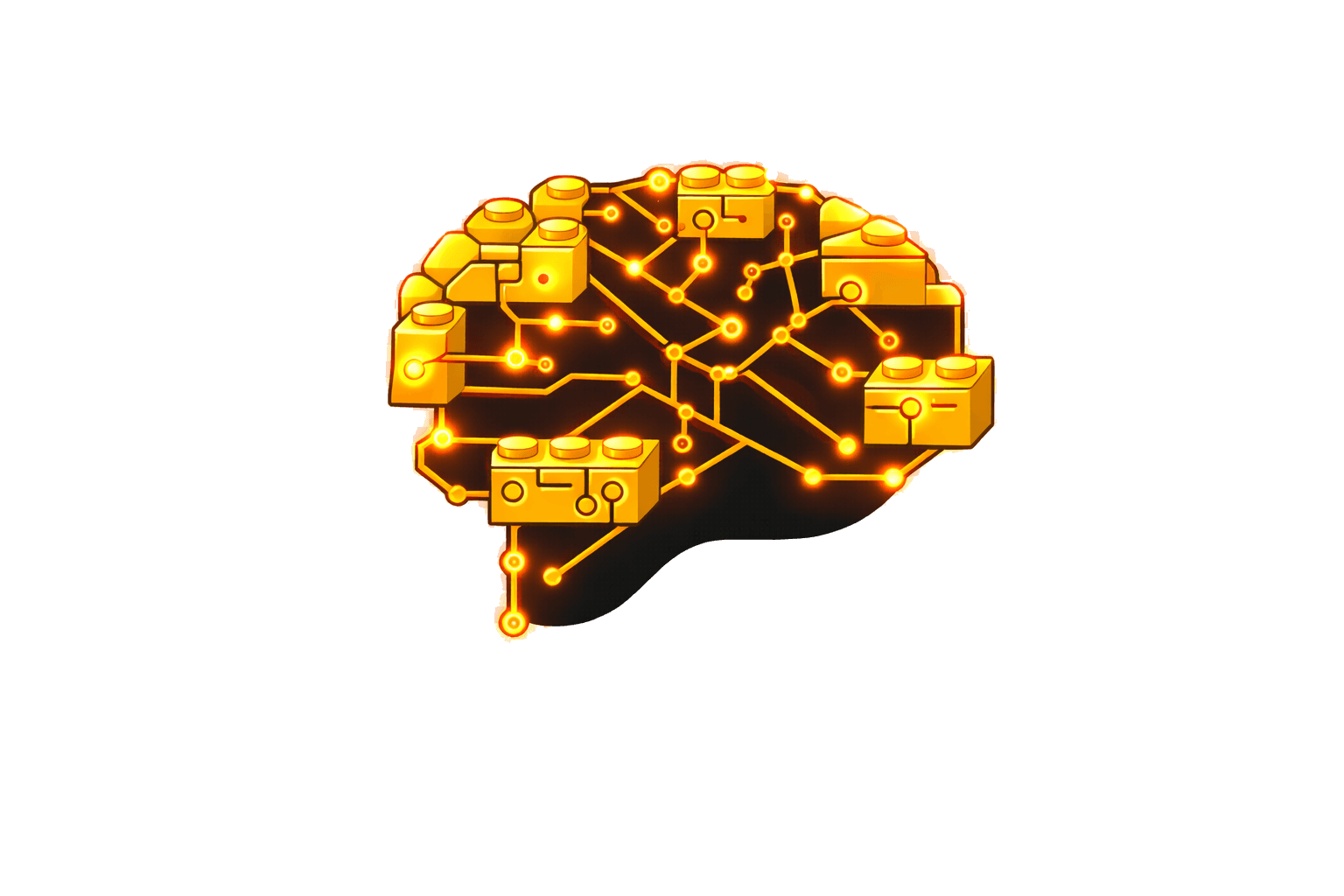 Bricktelligence brain built from connected bricks and circuitry